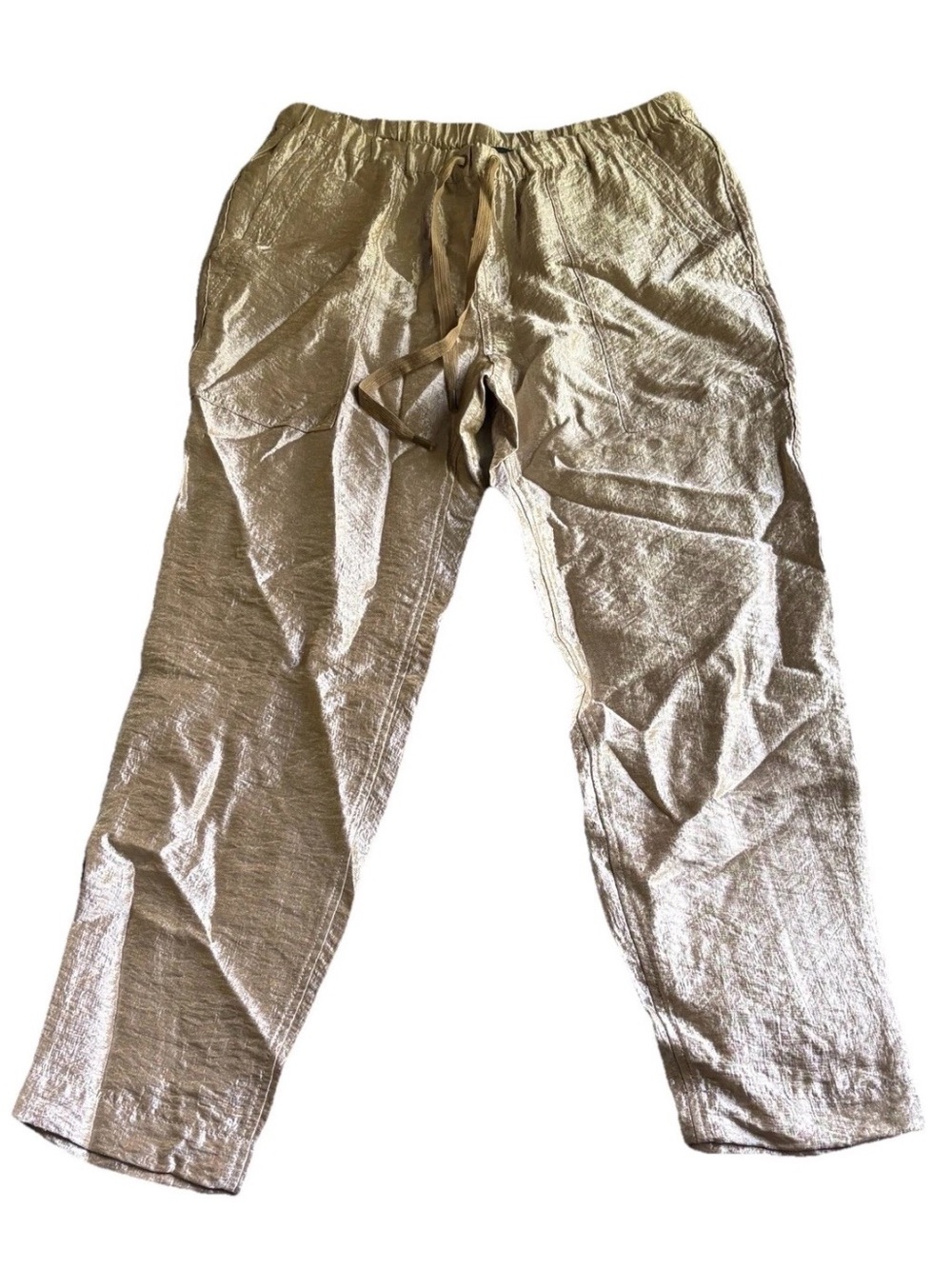 J. Crew Women’s Pants L  Gold Metallic Jogger Lounge Elastic Waist Holiday Party